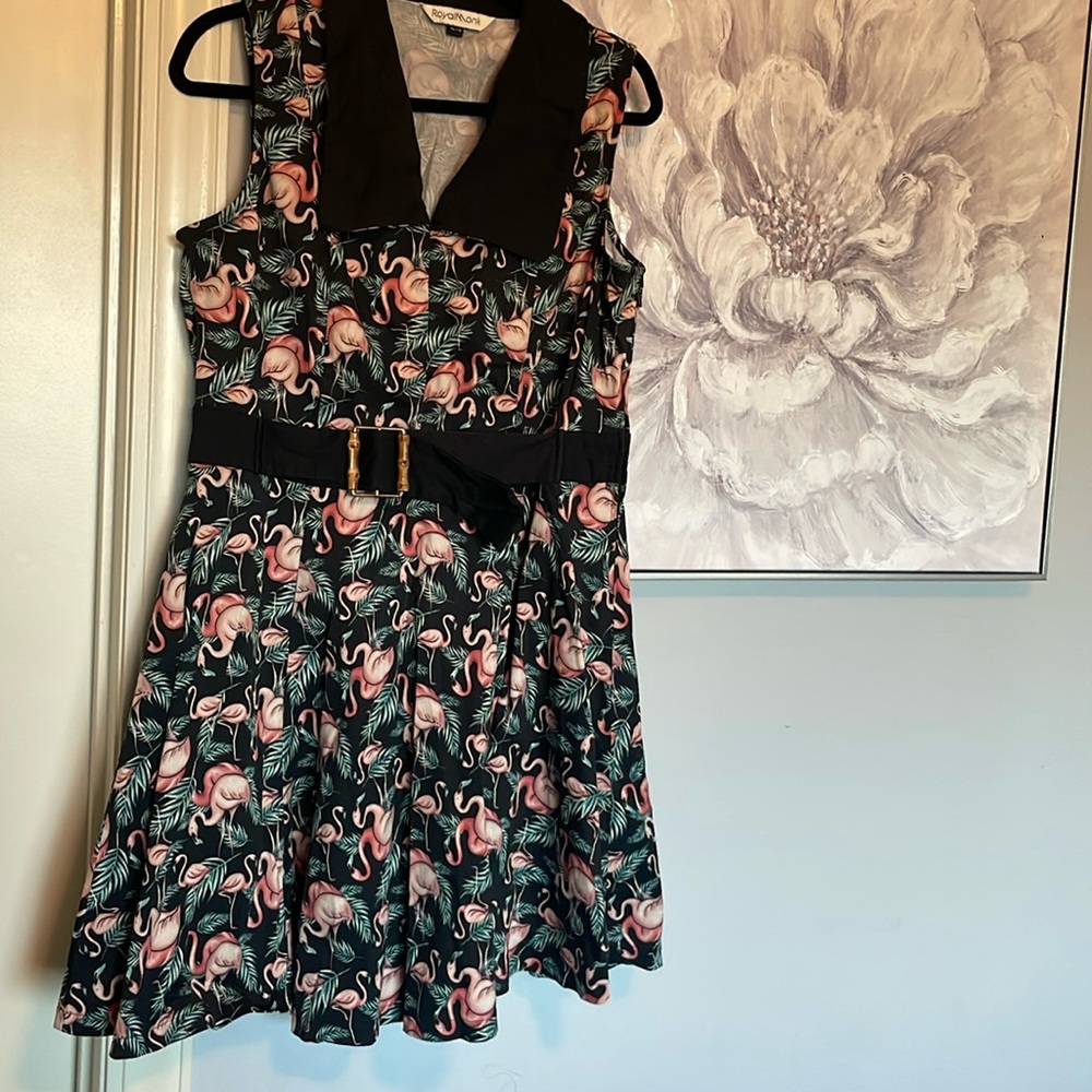 Modcloth / Banned Retro / Royal Monk - Flamingo Dancing A-Line Dress Sz.